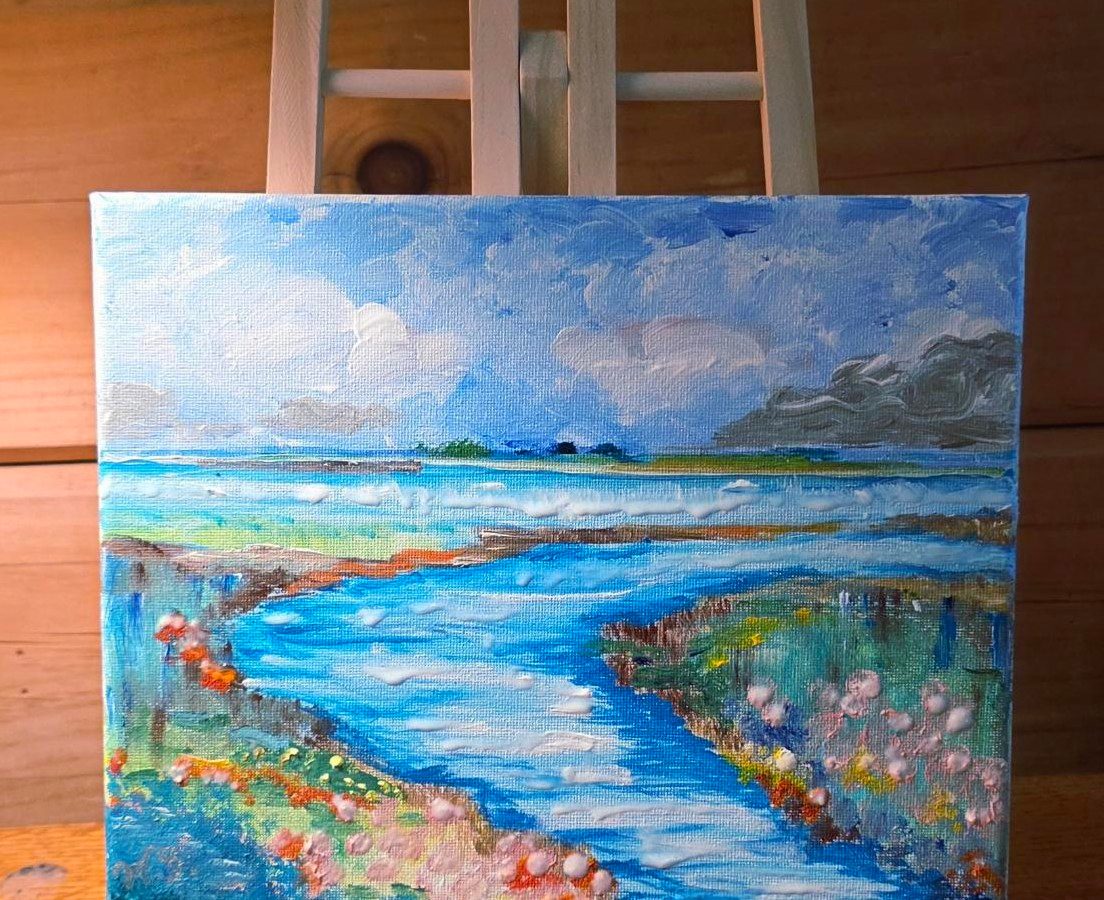 Inlet in Flower on a studio easel