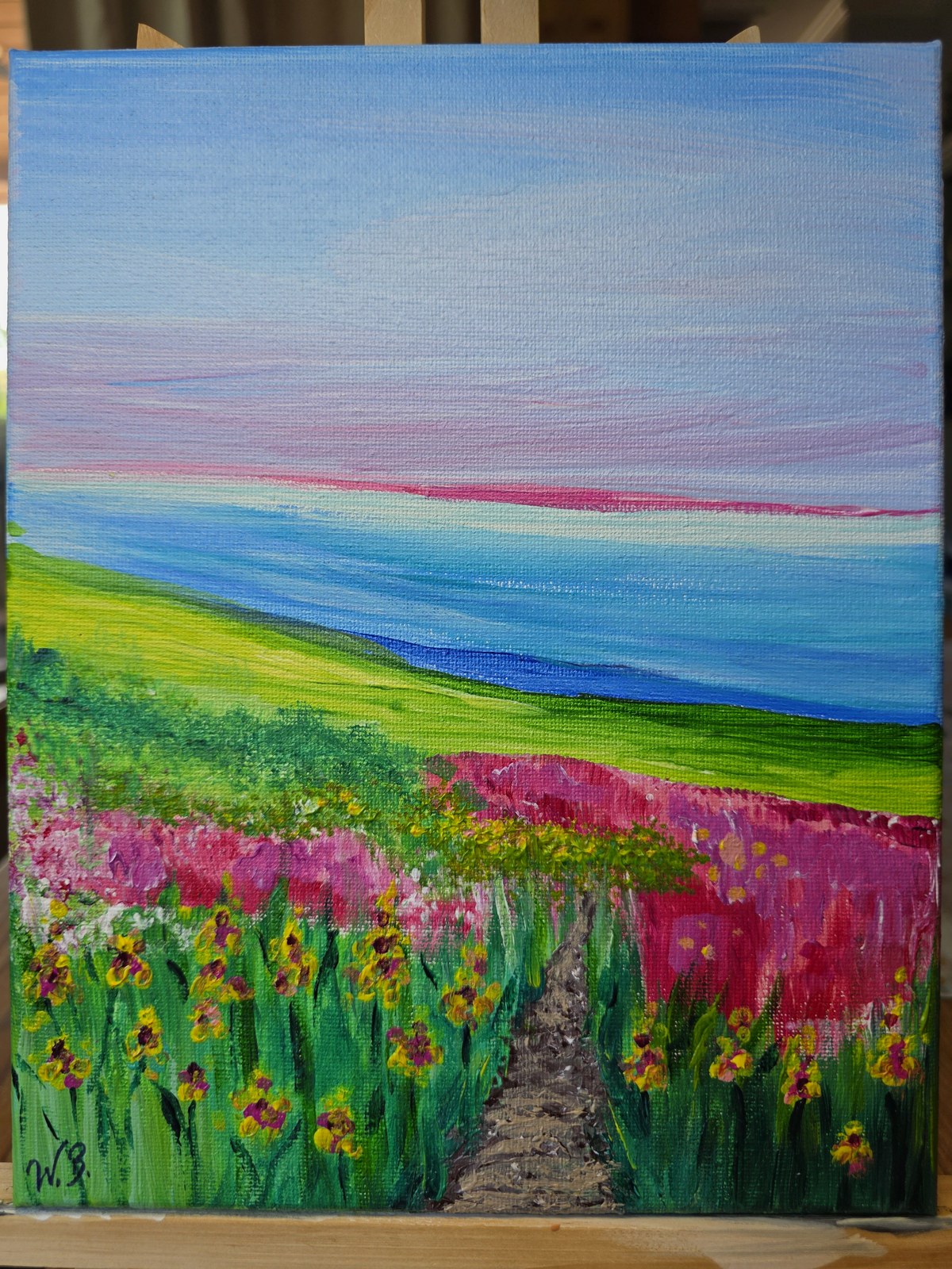 Iris Path on a studio easel