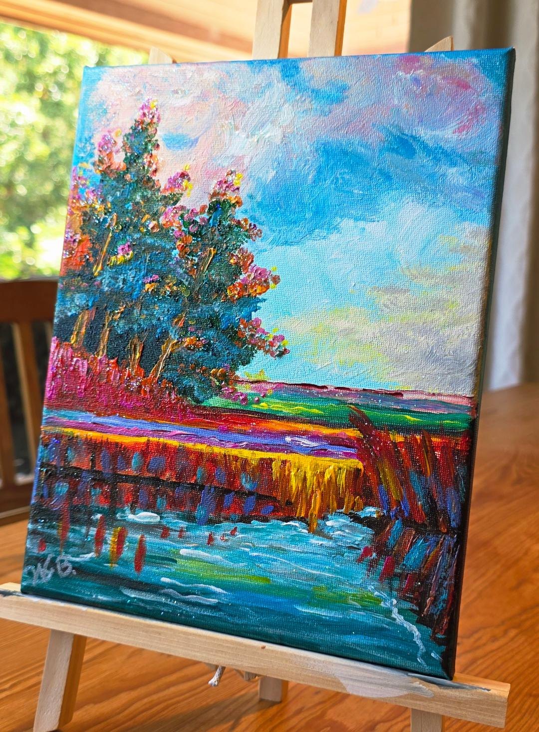 Jeweled Green on a studio easel