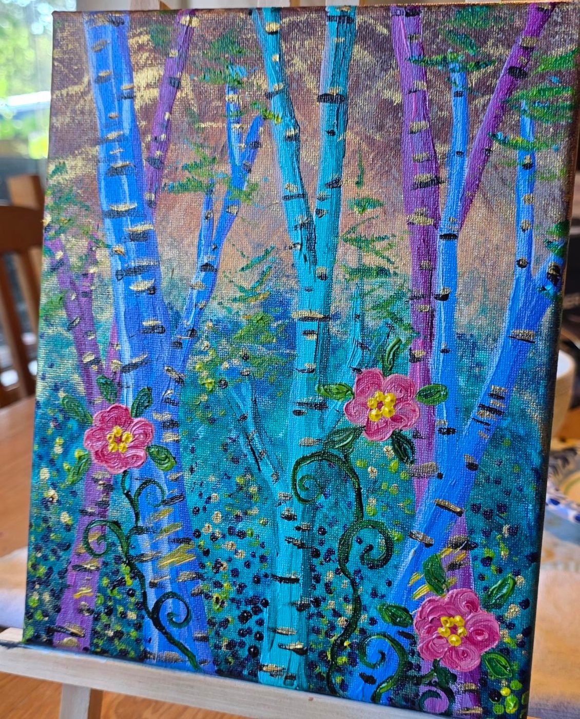 The Blue Wood on a studio easel